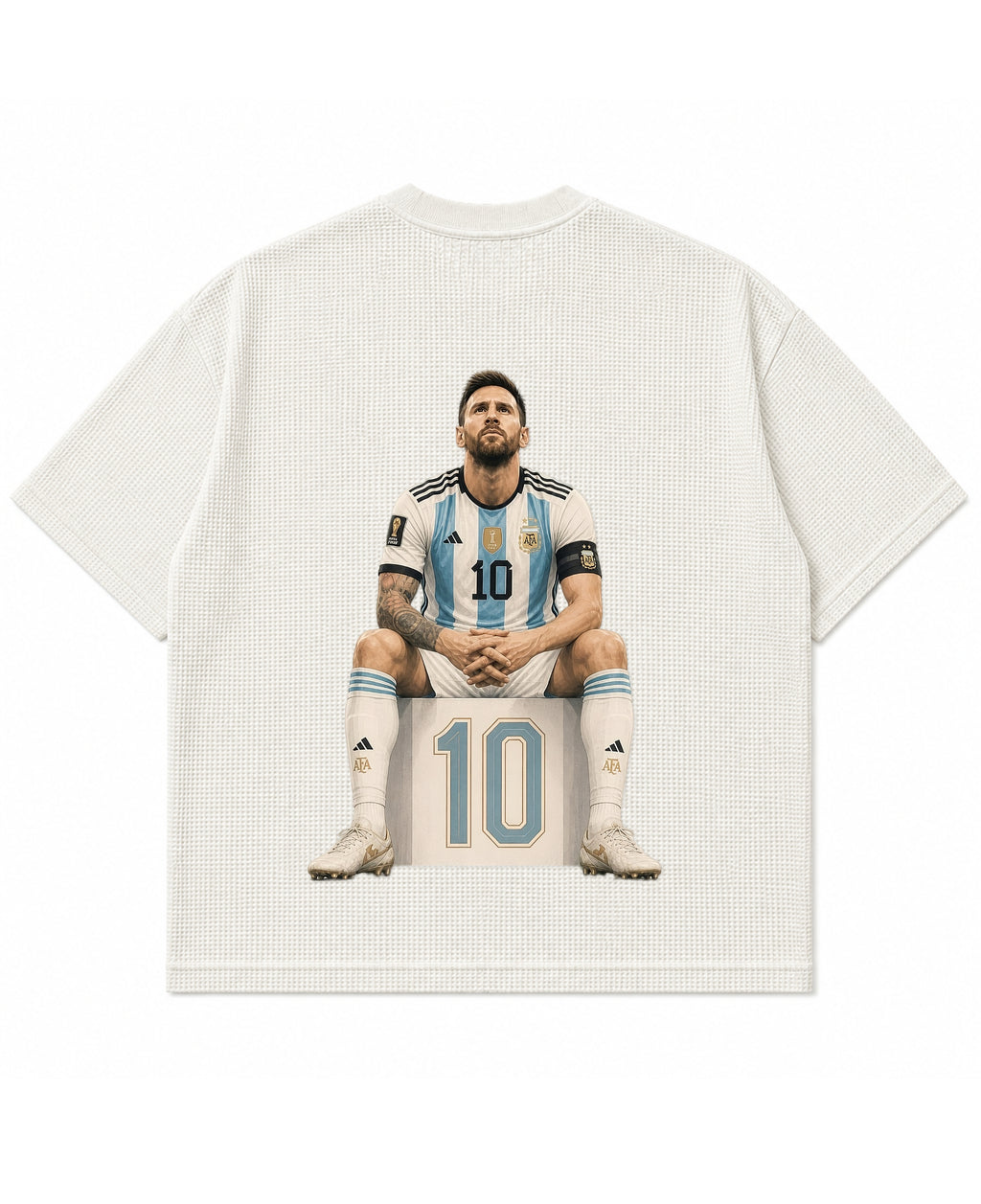Off-white waffle boxy fit Back Design