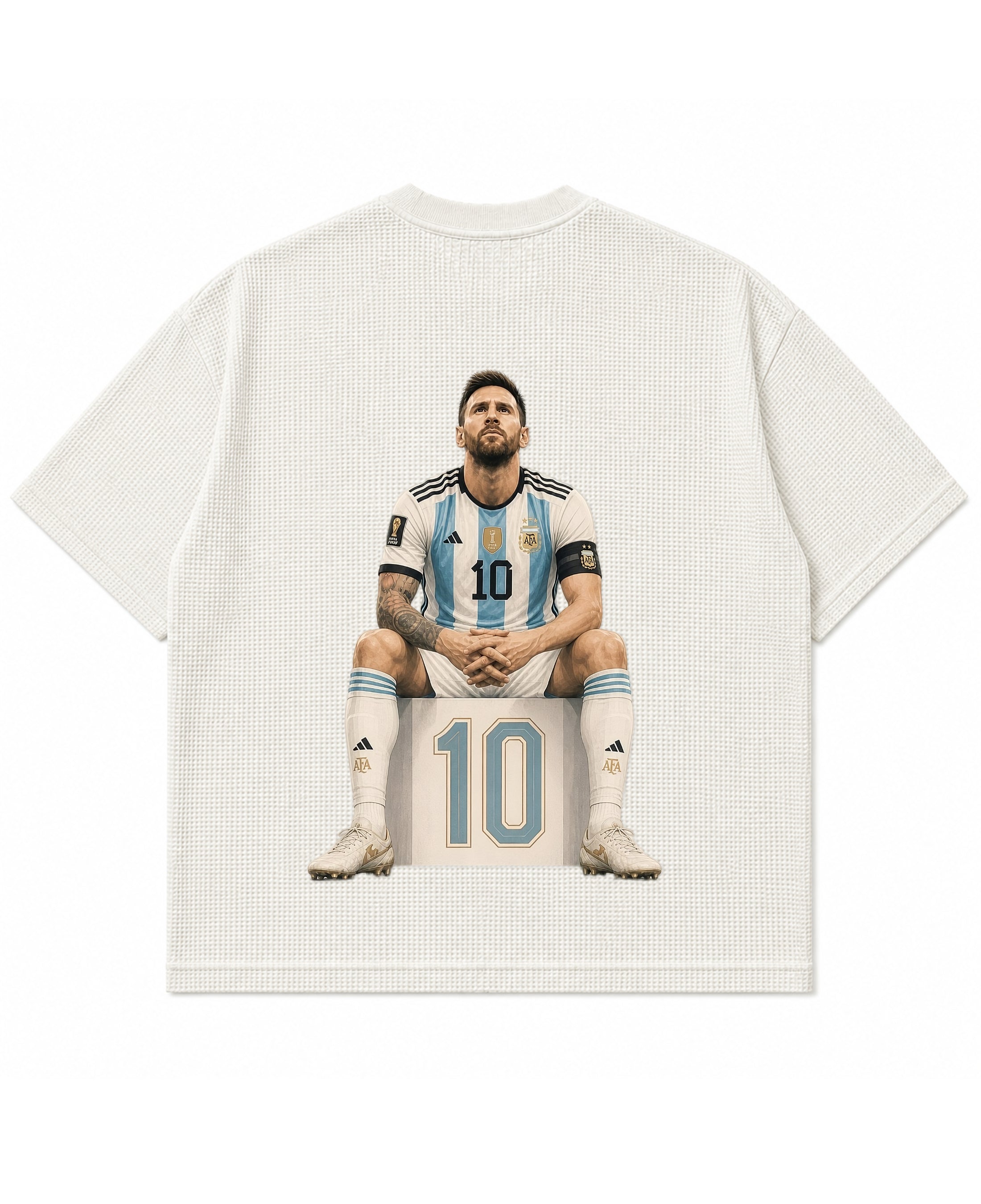 Off-white waffle boxy fit Back Design
